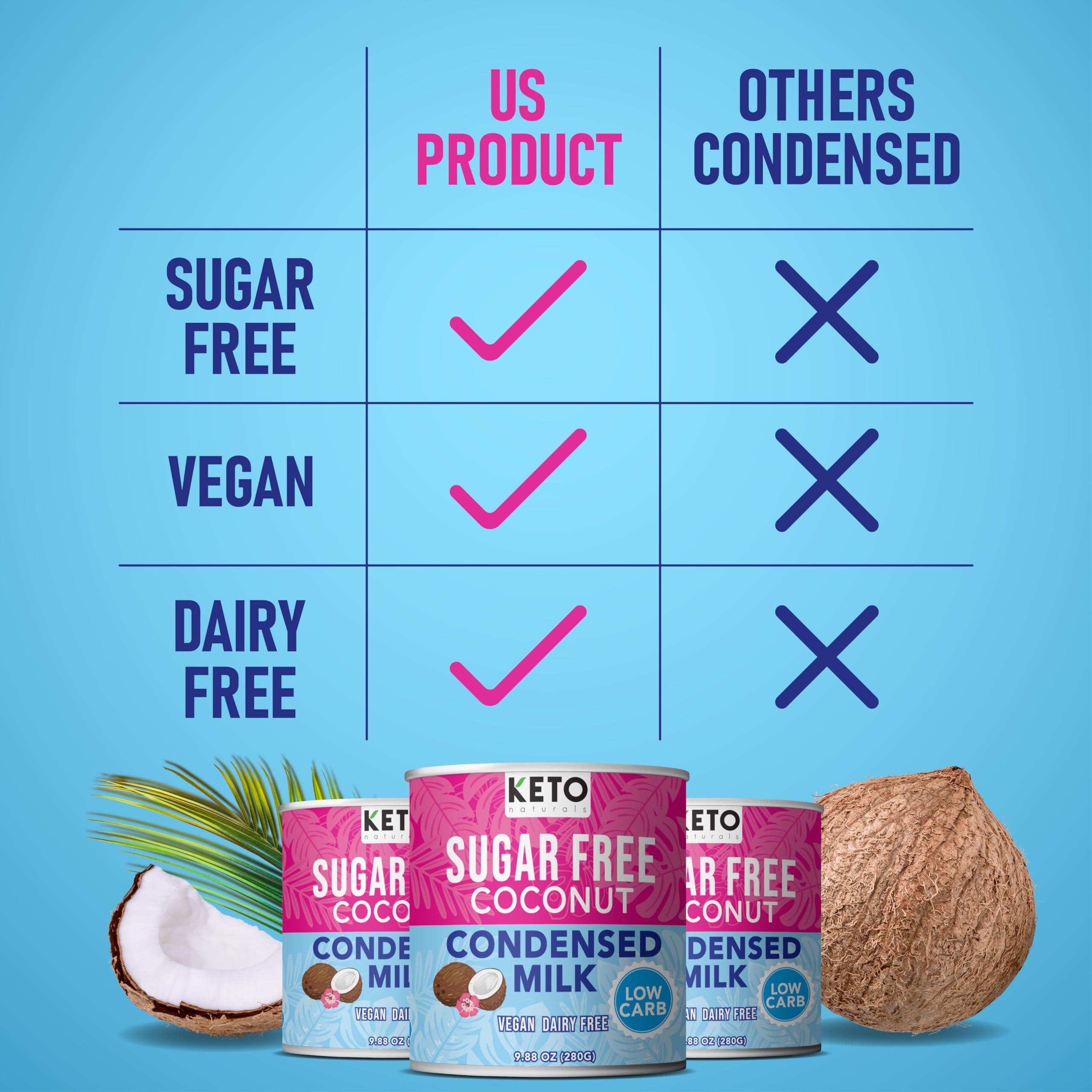 Keto Naturals Keto Sugar Free Condensed Milk (6 Packs) Vegan Coconut Condensed Milk - Plant based milk, Vegan and Keto Friendly. Lower calories condensed coconut milk. 1-1 Replacement of regular condensed milk