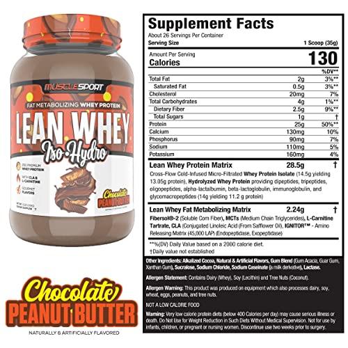 Musclesport Musclesport Lean Whey Revolution Protein Powder - Whey Protein Isolate - Low Calorie, Low Carb, Low Fat, Incredible Flavors - 25g Protein per Scoop (2LB, Chocolate Peanut Butter)