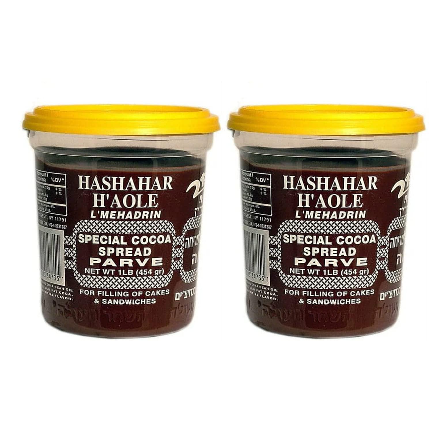 HASHAHAR H’AOLE Hashahar Ha’ole Chocolate Spread | Parve (Non Dairy) Kosher, 16-Ounce 2 pack