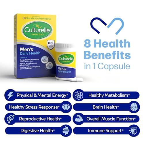 Culturelle Culturelle Daily Health 8-in-1 Probiotic and Multivitamin for Men - 30 Count - Naturally-Sourced Probiotics for Digestive Health & Immune Support, with Magnesium, Vitamin D3, Vitamin C, Vitamin B12