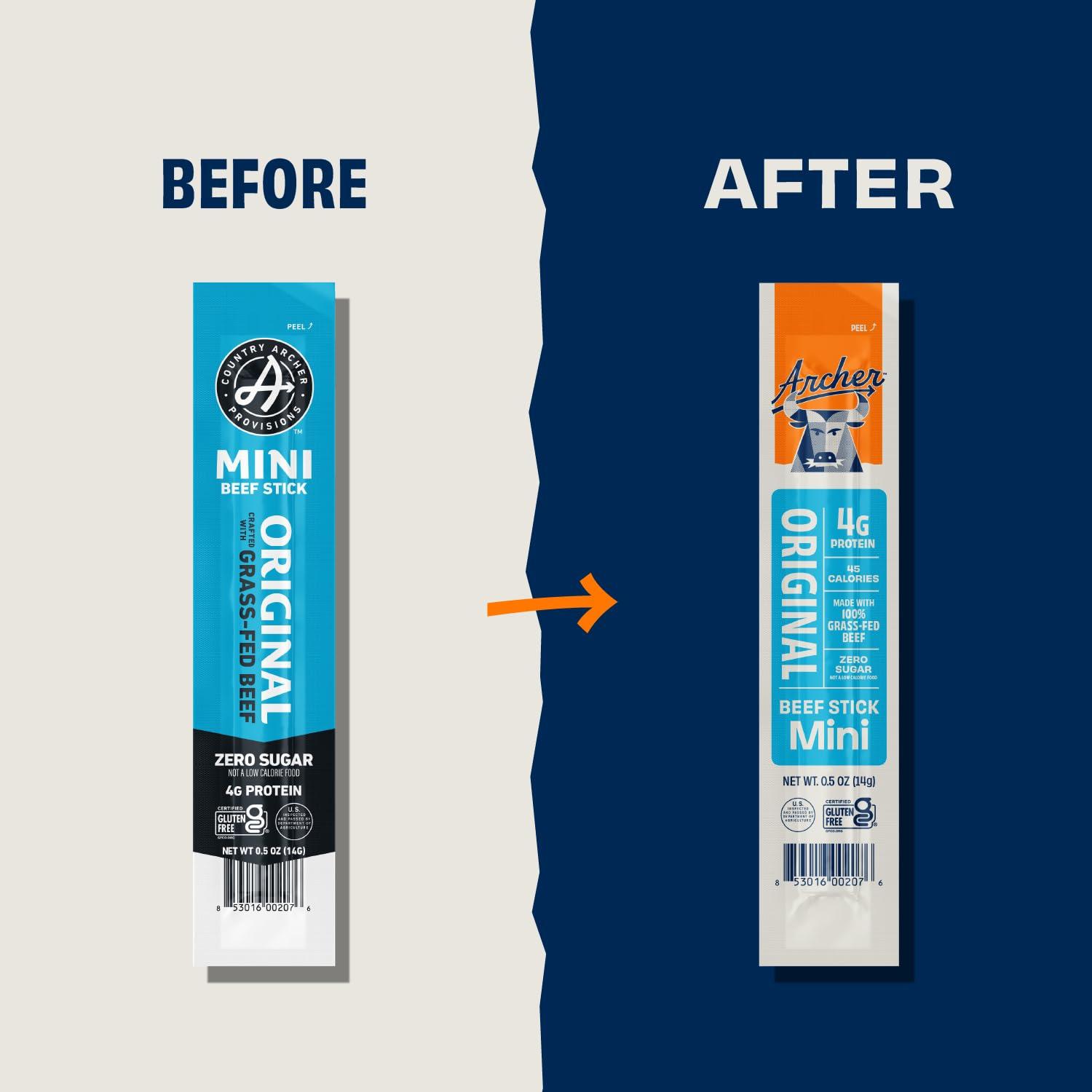 Country Archer Country Archer Mini Beef Jerky Sticks - Grass Fed Beef Sticks Individually Wrapped, Mini Beef Sticks Bulk, Beef Jerky Snack Packs, Gluten Free, Paleo, Keto - .5 oz Meat Sticks (Pack of 12)