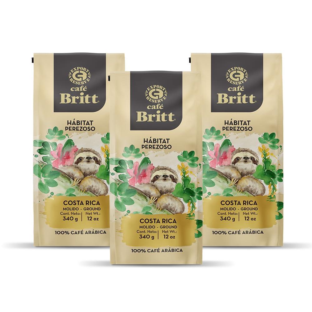 Cafe Britt Café Britt® - Costa Rican Habitat Sloth Coffee (12 oz.) (3-Pack) - Ground, Arabica Coffee, Kosher, Gluten Free, 100% Gourmet & Medium Light Roast