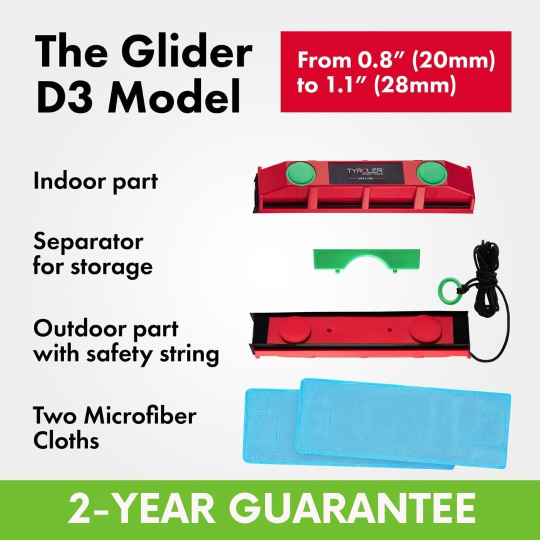 Tyroler Bright Tools Tyroler Magnetic Window Cleaner | Double-Glazed Windows 0.8\"-1.1\" ONLY The Glider D-3 Glass Cleaner 3M Anti-Fall Rope Double-Sided Cleaning | Must Check Window Thickness Before Purchase