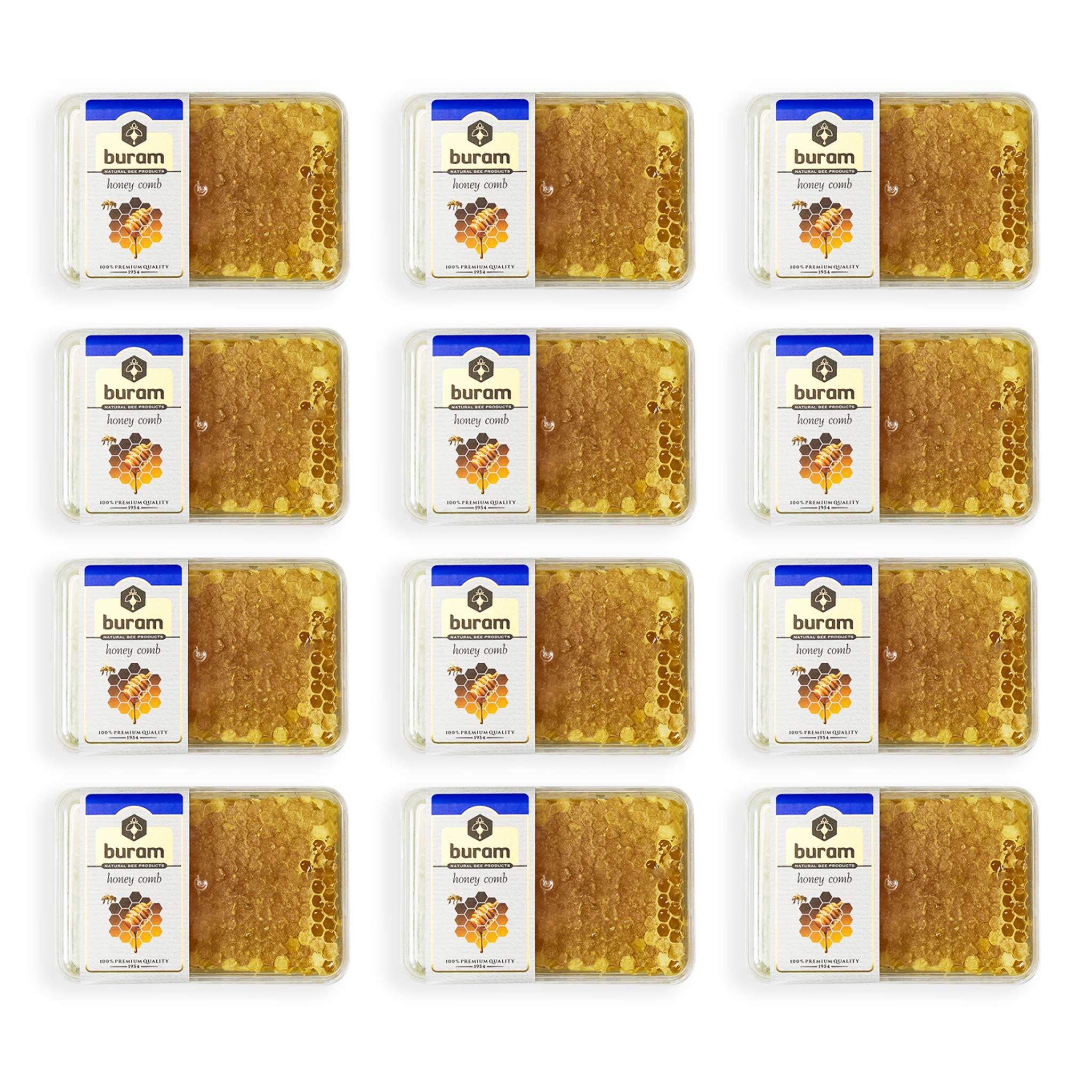 Buram Buram 100% Pure, Gourmet Raw Honeycomb, 100% All-Natural, No Additives, No Preservatives, From the Turkish Mountains, 7.1 oz Pack of 12