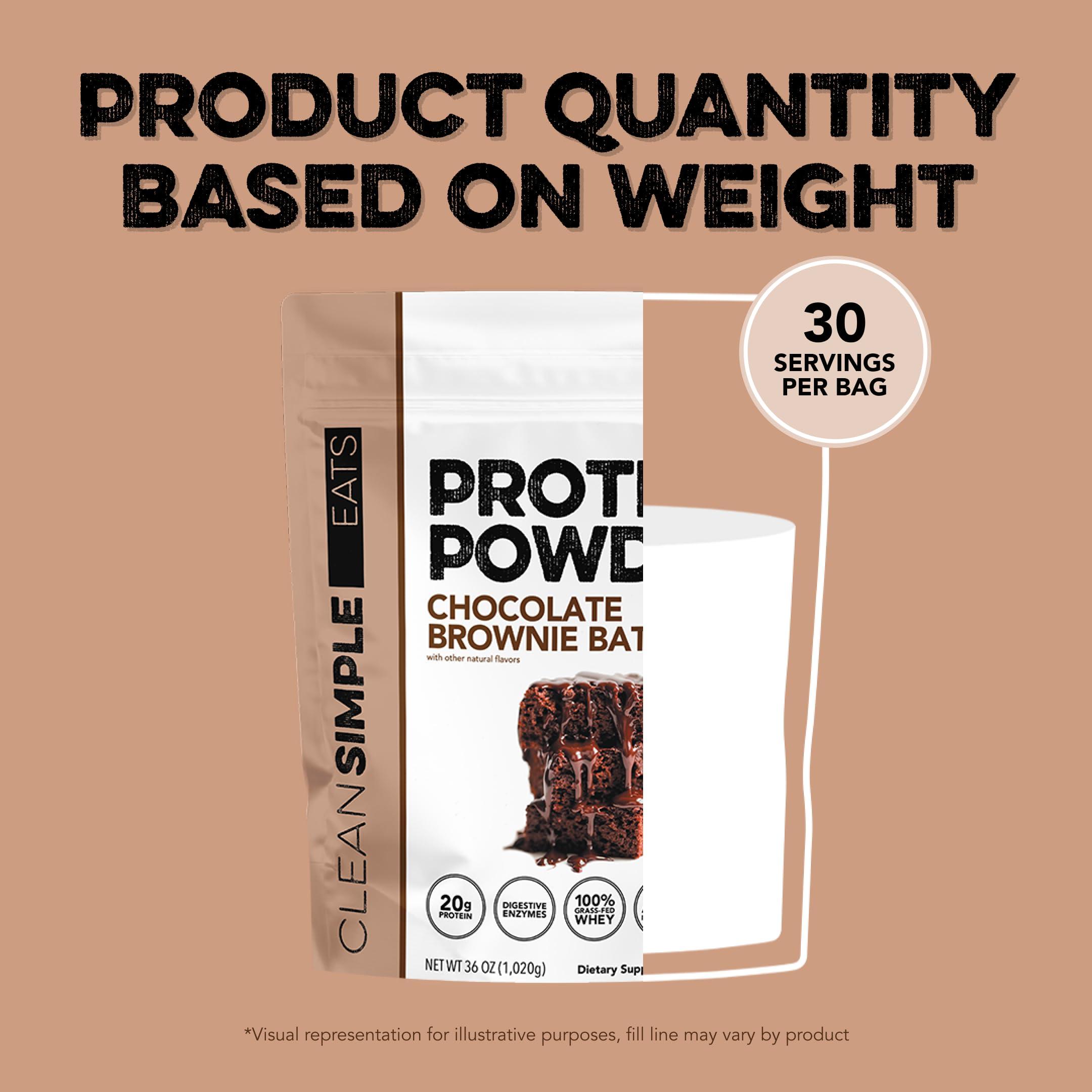 Clean Simple Eats Clean Simple Eats Chocolate Brownie Batter Whey Protein Powder, Natural Sweetened and Cold-Processed 20 Grams of Protein (30 Servings)