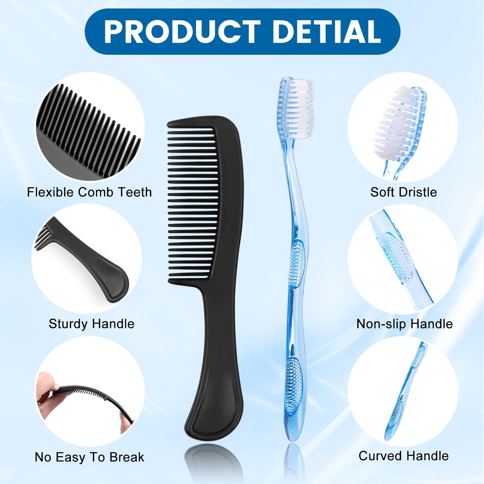 HQSLsund HQSLsund 25 Sets Personal Hygiene Kit, Disposable Toothbrushes with Toothpaste Floss Comb Soap and Cover, Toiletry Kits Homeless Bulk for Women,Men,Travel