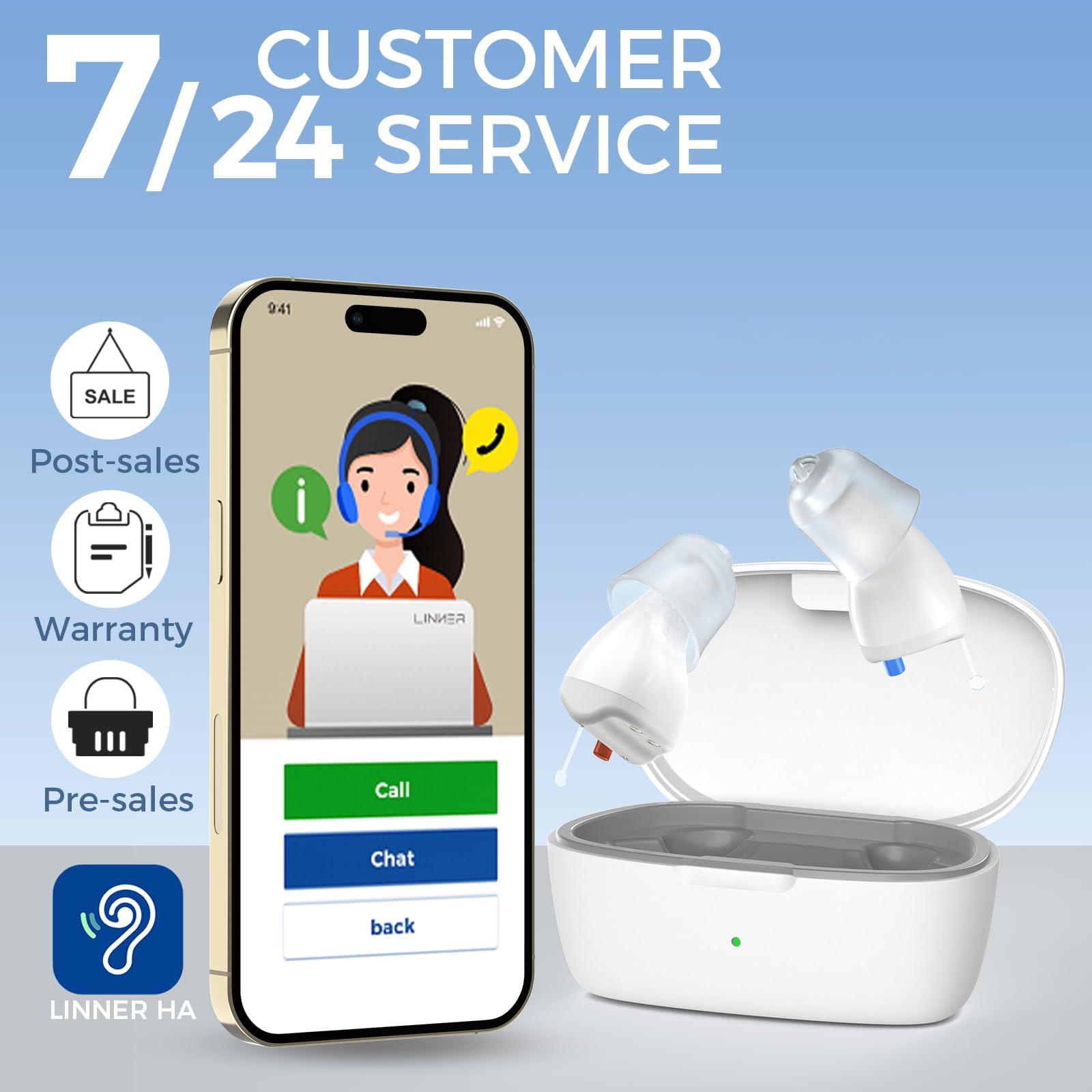 LINNER LINNER Saturn OTC Hearing Aids for Senior & Adult, Rechargeable Hearing Amplifiers with Comfort Design, Noise Cancellation for Aid & Assist Hearing, Discreet & Nearly Invisible In-Ear Device(White)