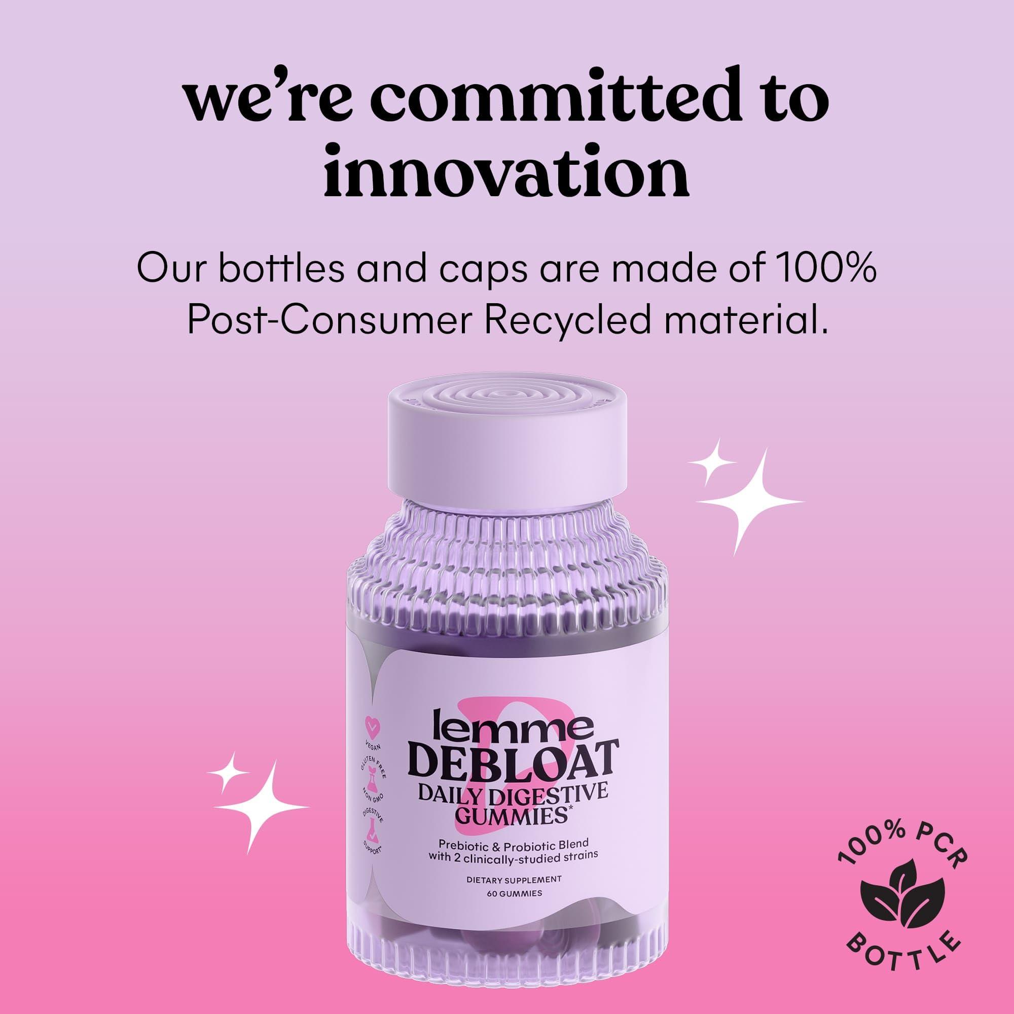 Lemme Lemme Debloat - Digestive & Gut Health Gummies with 2 Clinically Studied Probiotics & Prebiotic, 3 Billion CFUs - Vegan, Gluten Free, Non GMO, BlackBerry Flavor (60 Count) (Pack of 2)