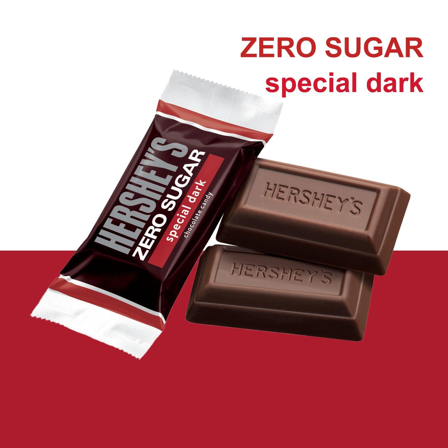 Candylish Hershys Zero Sugar Special Dark Chocolate Candy Bar, 1 LB (Approx. 50 Pieces) - Individually Wrapped Bars for Bulk Candy Needs, Sugar-Free Candy Ideal for Parties and Gifting