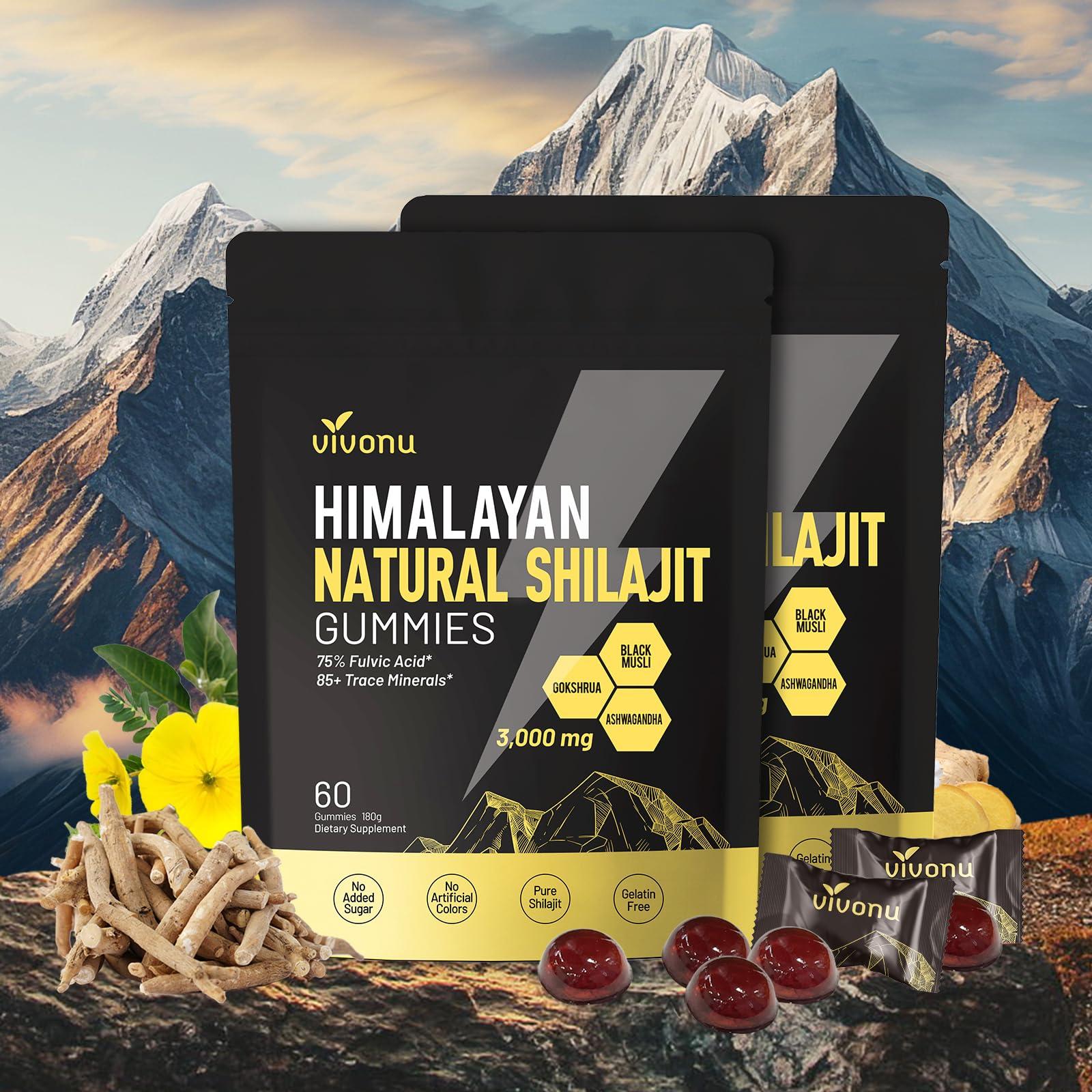 VivoNu VivoNu Shilajit Gummies, Shilajit micronutrient Supplement, Himalayan Premium Ingredient Shilajit - Ashwagandha, Gokshura, Fulvic Acid & 85+ Trace Minerals