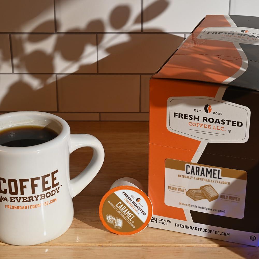 Fresh Roasted Coffee Fresh Roasted Coffee, Caramel, Flavored Coffee Pods, 24 Count