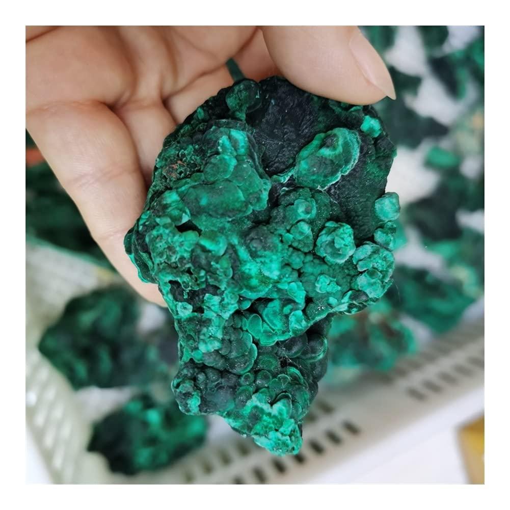 SAIYI Natural Green Malachite Raw Stone Beautiful Needle-Shaped Plus Velvet Quartz Stone Mineral Specimen Healing Home Decor Natural Decoration (Size : About 500g)