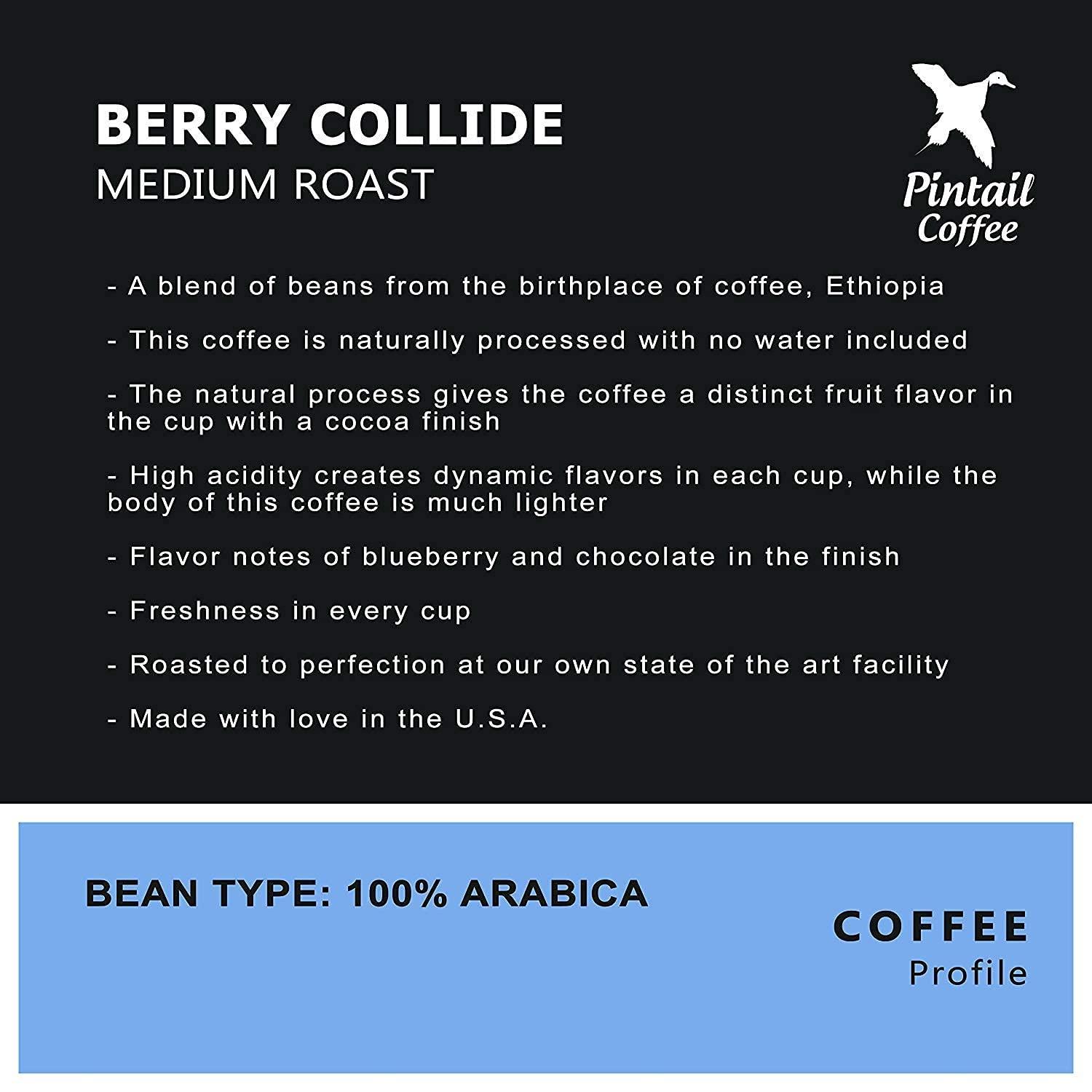 Pintail Coffee Pintail Coffee - Ethiopian "Berry Collide" Medium Roast, Whole Bean Coffee, 12oz bag
