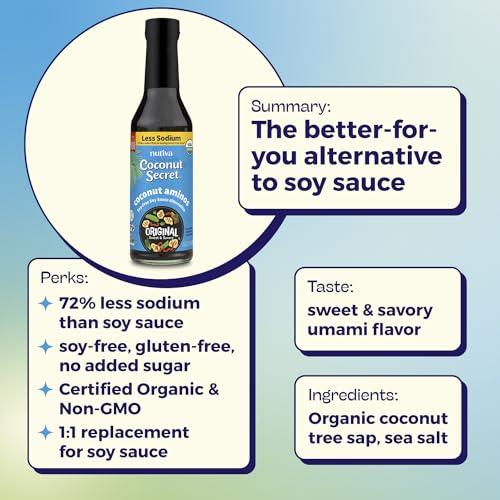 COCONUT SECRET Coconut Secret, Organic Liquid Coconut Aminos, 8 fl oz (pack of 3), All-Purpose Seasoning Sauce & Marinade, Soy-Free Soy Sauce Alternative, Low Sodium, Low Glycemic, Vegan & Gluten Free Stir Fry Sauce