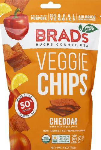 Brad\'s Plant Based 3oz Cheddar Flavor - Famous Brads Raw Chips - Vegan, Gluten Free, Natural, Healthy Snack (Pack of 3)