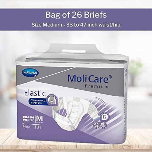 HARTMANN H MoliCare Premium Incontinence Brief, 8D - Heavy Absorbency Adult Diaper with Refastenable Tabs - Unisex, Size Medium, 26 Count, 1 Pack