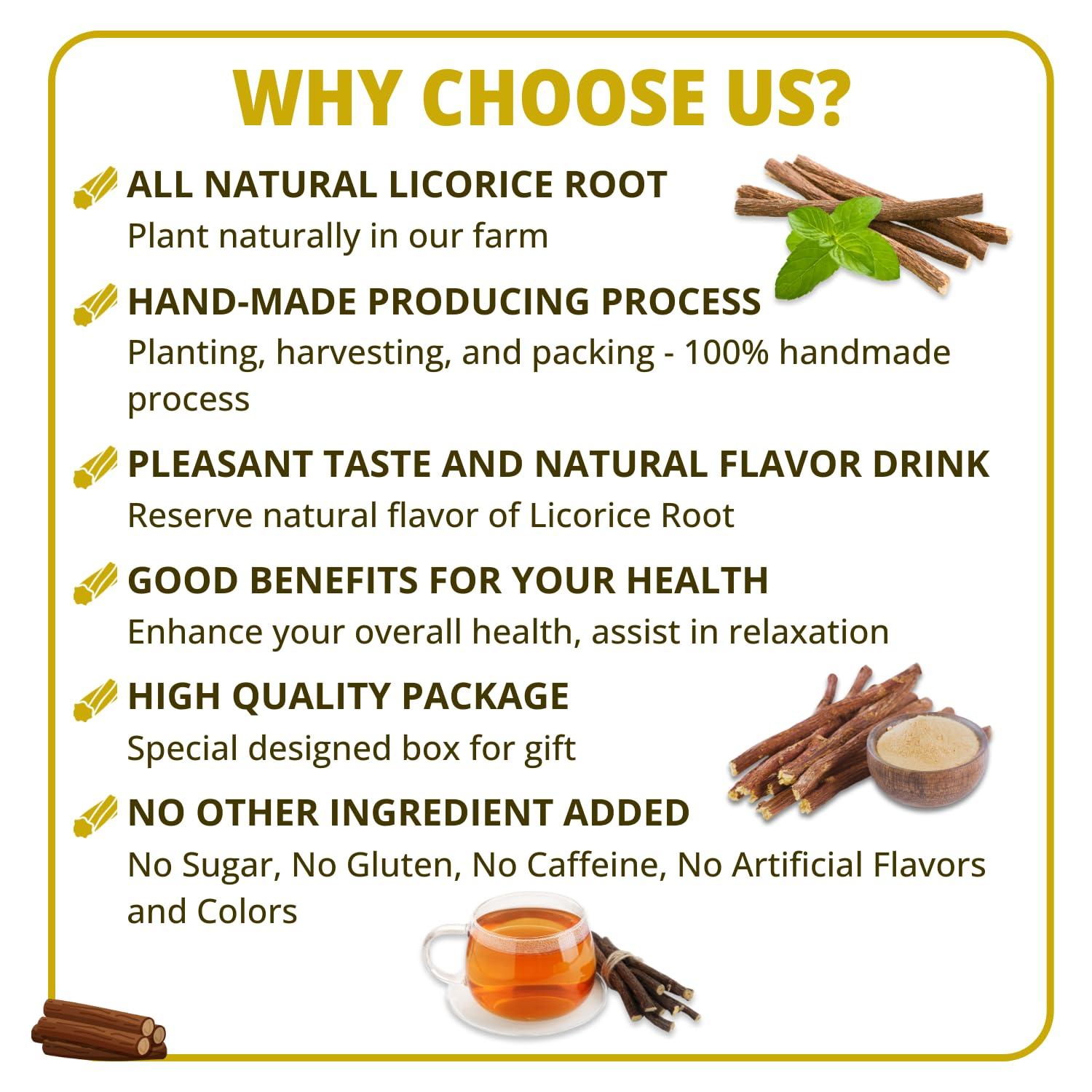 VIDA FARM VIDA FARM 125 Licorice Root Tea Bags, 100% Natural Licorice Tea Bags, Natural Sweet Dried Licorice Herbal Tea Bags, Licorice Root Tea, No Sugar, No Caffeine, Vegan