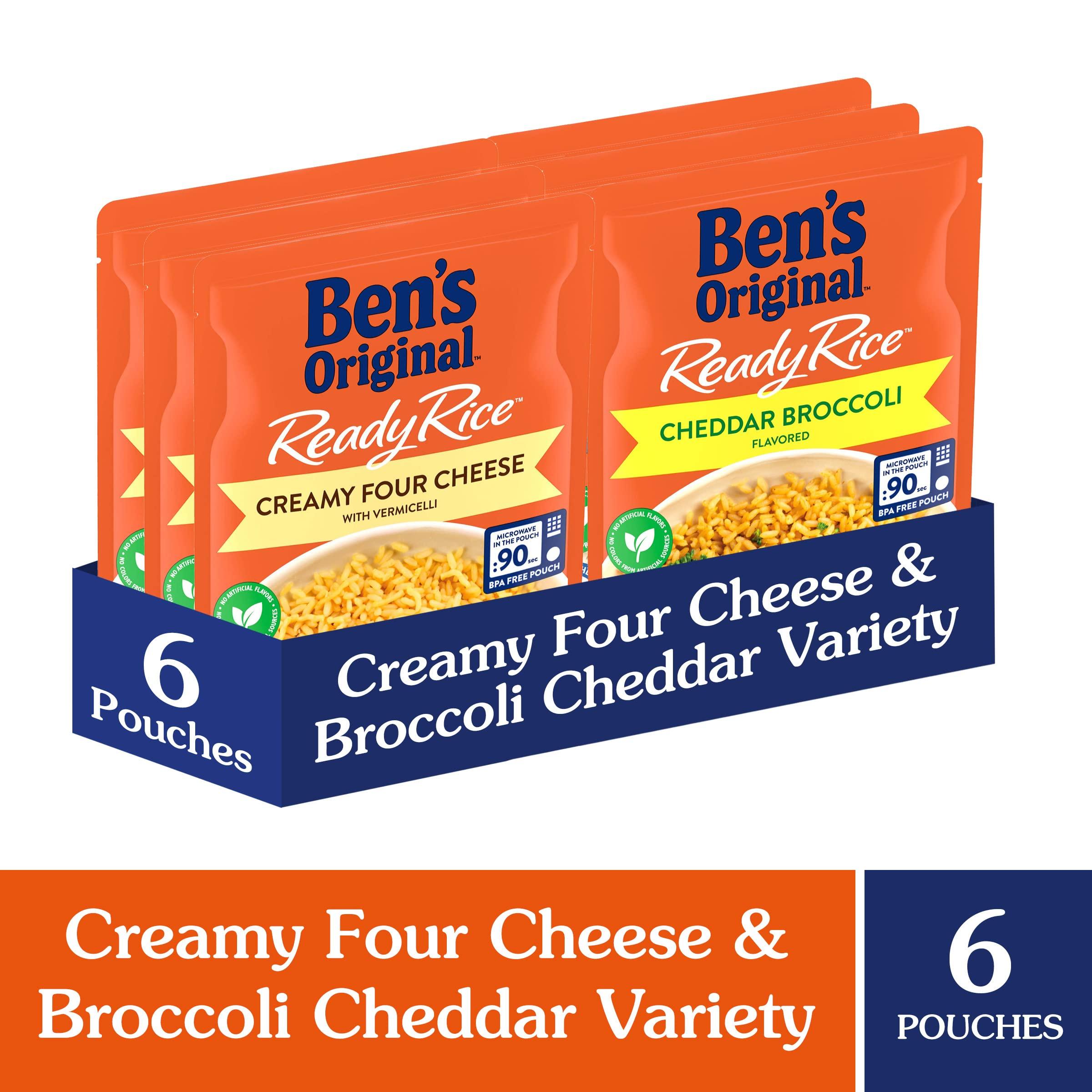 BEN'S ORIGINAL BEN'S ORIGINAL Ready Rice Creamy Four Cheese and Cheddar Broccoli Variety Pack, Easy Dinner Sides, 8.5 OZ Pouch (Pack of 6)