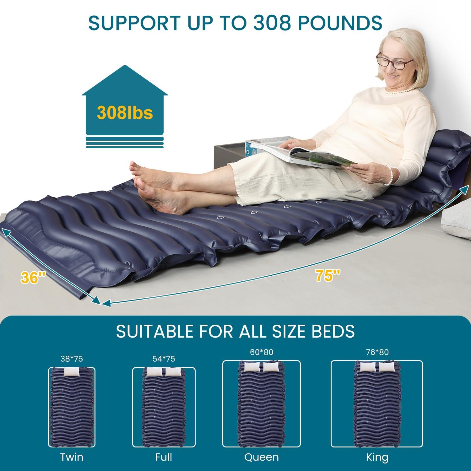 Kekoy KEKOY Alternating Air Pressure Mattress Pad with Micro Air Vents for Bedsore Prevention, with Whisper Quiet Pump, Waterproof Pressure Relief Ulcer Cushion Pad for Bed Sores for Hospital Bed Home Bed