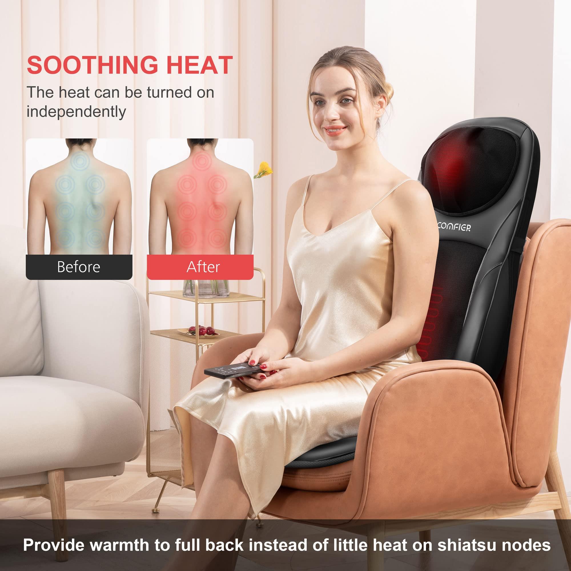 COMFIER COMFIER Shiatsu Back Massager with Heat, Deep Kneading & Rolling Massage Chair Pad, Chair Massager for Office Home Use, Gift for Dad Mom