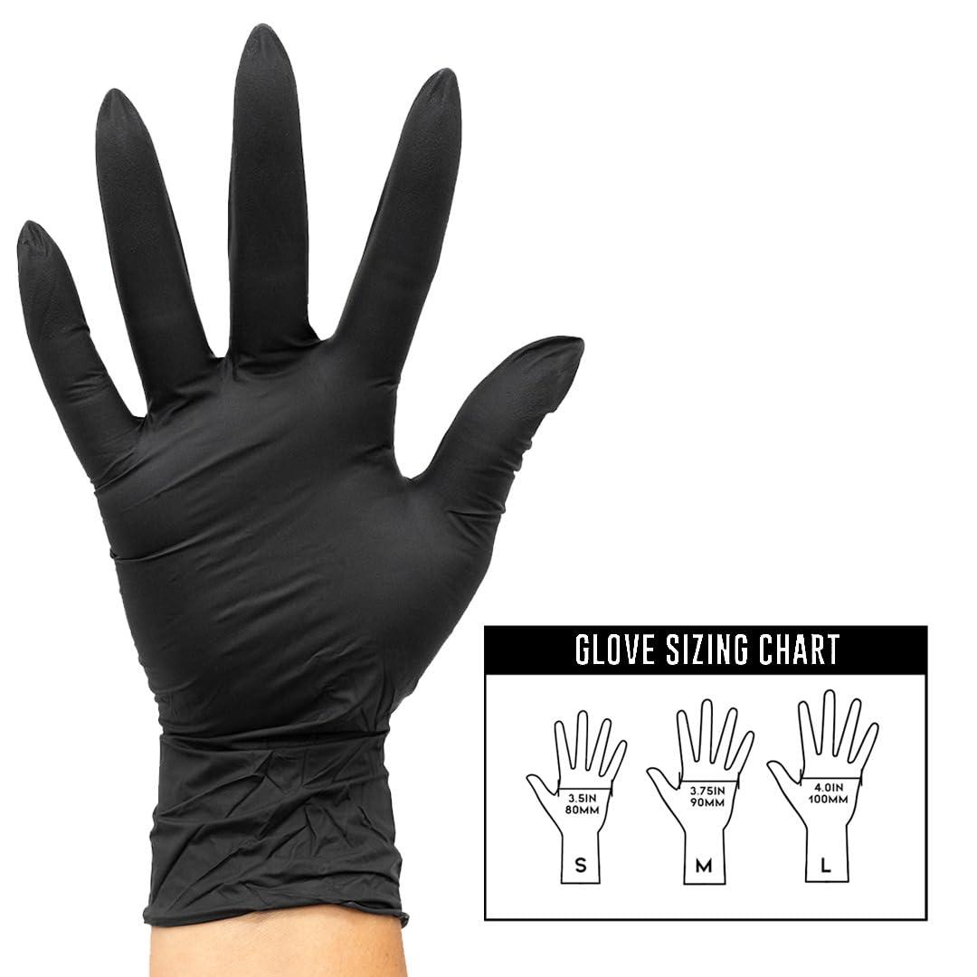 Colortrak Colortrak Luminous Collection Disposable Nitrile Gloves (100 Pack), Black, Small, Single-Use, Allergy-Safe, Latex-Free, Powder-Free, Odor-Free, Textured Finger Tips