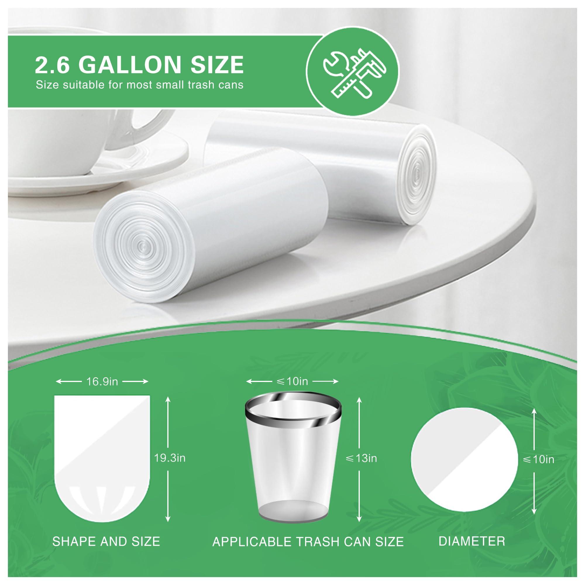 LEAGIM Small Trash Bags 2.6 Gallon-108 Count Leakage-Proof Strong, Small Mini Garbage Bags for Bathroom, Bedroom, Office, White Small Trash Can Liners