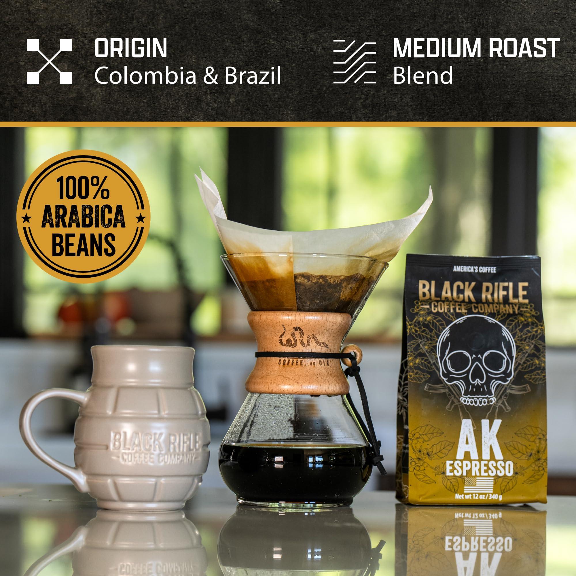 Black Rifle Coffee Company Black Rifle Coffee Company, AK-47 Espresso,100% Arabica Coffee,Colombian Supremo Roasted Dark, Whole Bean 12 oz Bag
