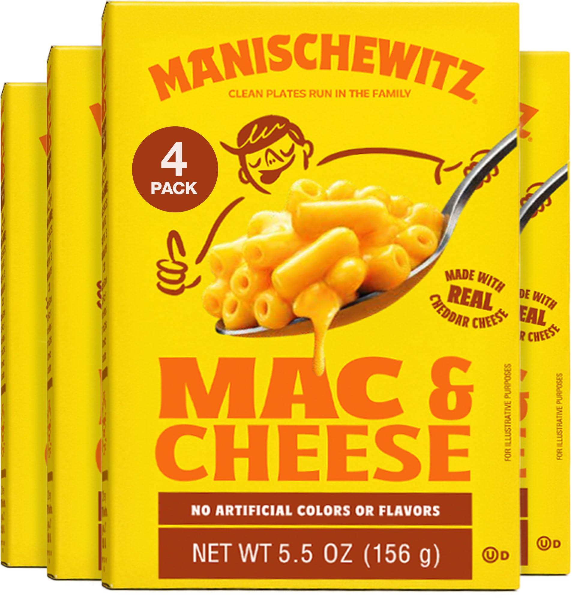 Manischewitz Manischewitz Kosher Mac & Cheese, 5.5oz (4 Pack) Made with Real Cheddar Cheese, No Artificial Colors of Flavors, Certified Kosher