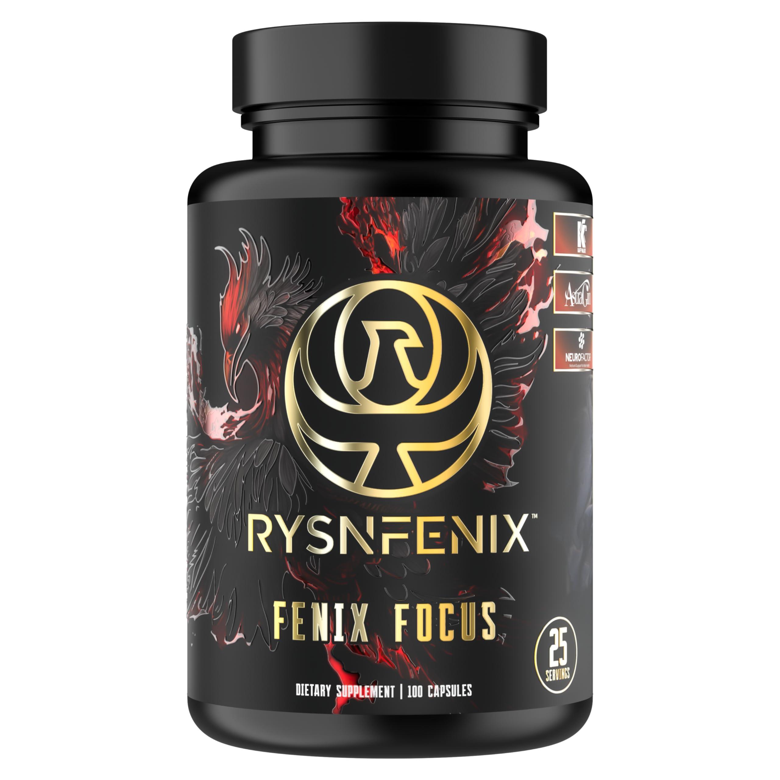 RysnFenix RysnFenix Fenix Focus Advanced Nootropic Brain Health, Memory, Focus Supplement - Fast & Slow Caffeine + Theanine & B12 - Less Brain-Fog - Brain Boost - Artichoke, Tyrosine, Choline - 100 Capsules