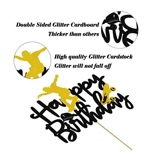 Glorymoment Glorymoment Skateboard Happy Birthday Cake Topper, Skateboard Cake Topper for boy Girl Birthday, Happy Birthday Cake Topper for Skateboard Sport Theme Birthday Party Cake Decorations (6.7’’x5.27’’)