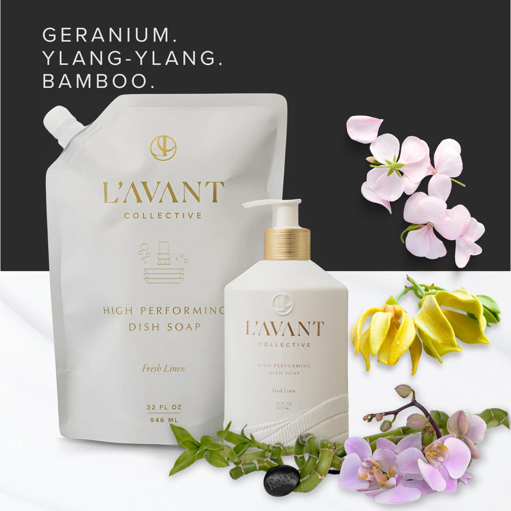 L\'AVANT Collective L\'AVANT Collective High Performing Dish Soap Refill | Plant-Based Ingredients & High Performing Formula | Fresh Linen Scent | 32 FL oz/946 mL