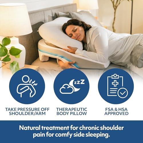 MedCline MedCline Shoulder Relief System with Extra Cases, Bed Wedge Pillow for Shoulder Pain Relief and Therapeutic Body Pillow, Inclined Sleep Position with Arm Pocket, Large for 5'10" and Above