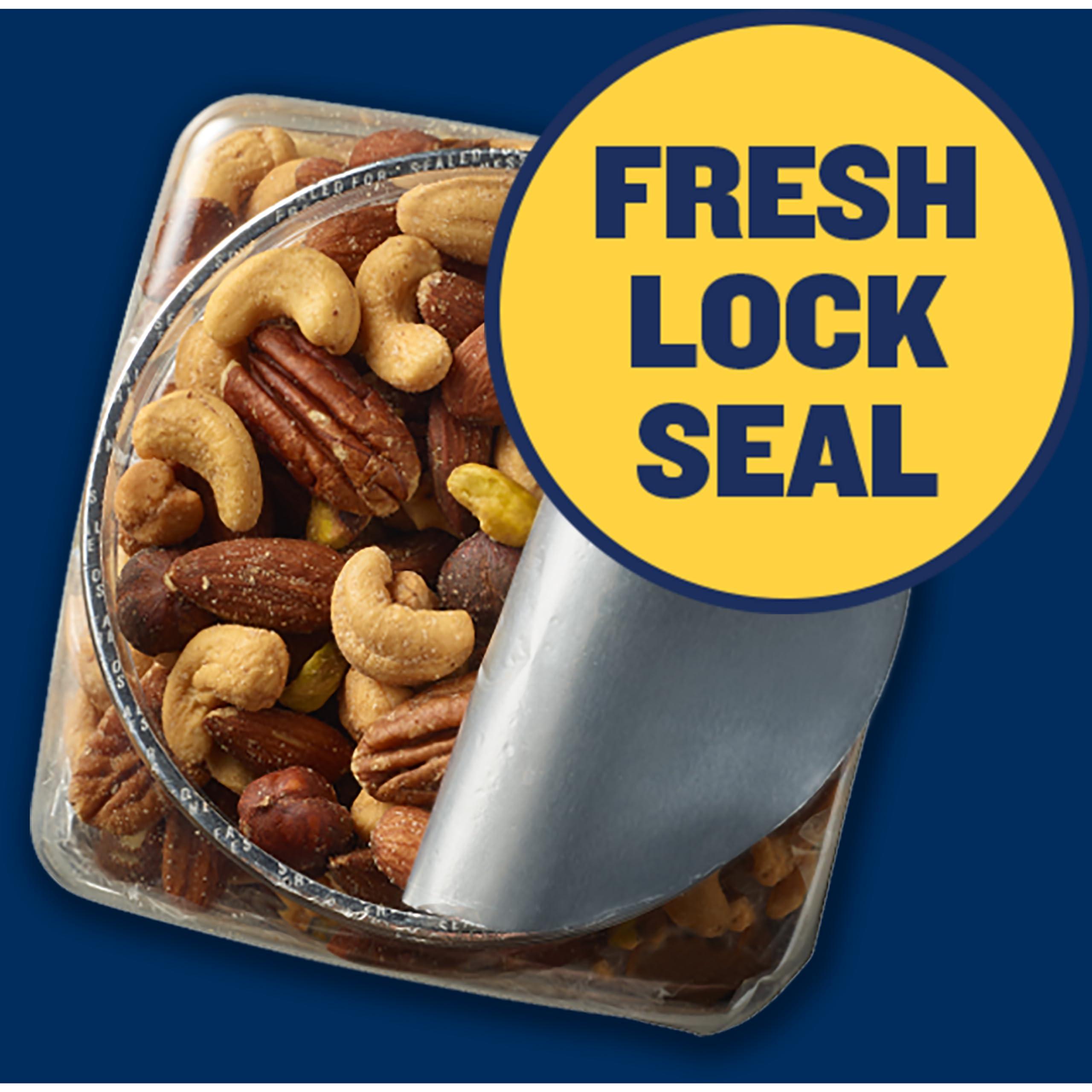 Planters PLANTERS Deluxe Salted Mixed Nuts, Roasted Cashews, Almonds, Pecans, Pistachios, and Hazelnuts, Party Snacks, Plant-Based Protein, Quick Snack for Adults, After School Snack, 34oz Container