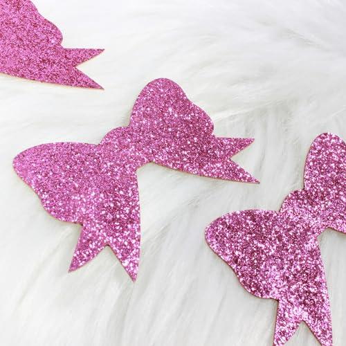 Blopee Blopee Cupcake Toppers, Pink Cupcake Toppers for Birthday Party, Princess Cupcake Toppers for Girls Birthday, 12 pcs Bowknot Cupcake Decorations for Bridal Baby Shower Birthday Wedding Themed Party