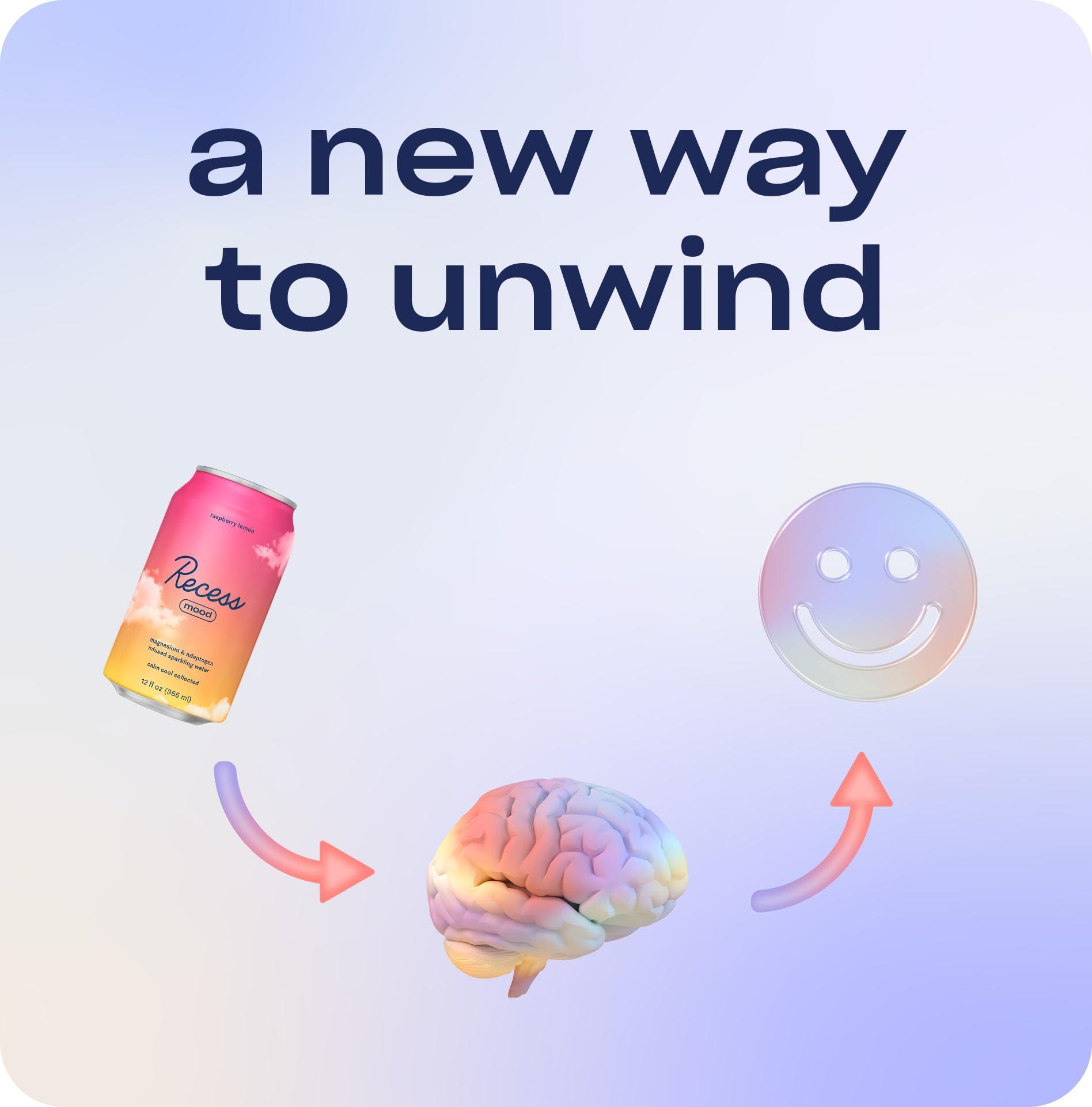 Recess Recess Mood Magnesium & Adaptogen Drink, Relaxation Beverage, 12 ounce (Variety Pack, 12 pack)