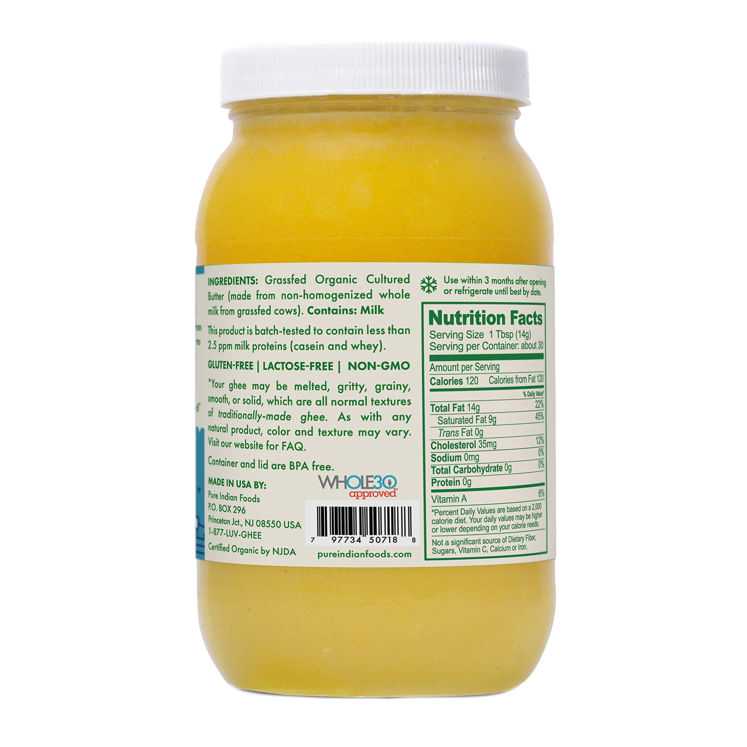 PURE INDIAN FOODS Grassfed Organic Cultured Ghee 15 oz