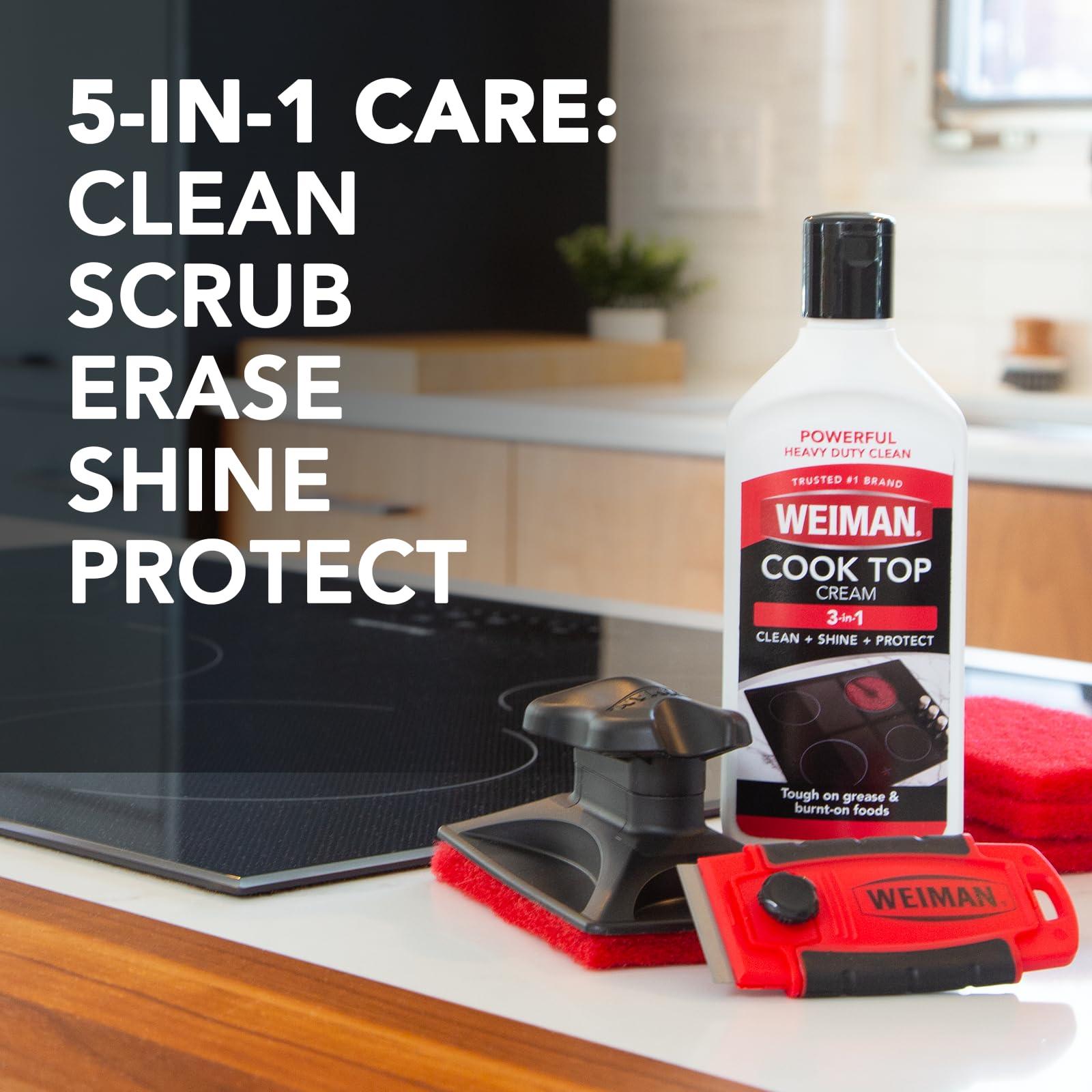 Weiman Weiman Cooktop and Stove Top Cleaner Kit - Glass Cook Top Cleaner and Polish 10 oz. Scrubbing Pad, Cleaning Tool, Razor, Scraper