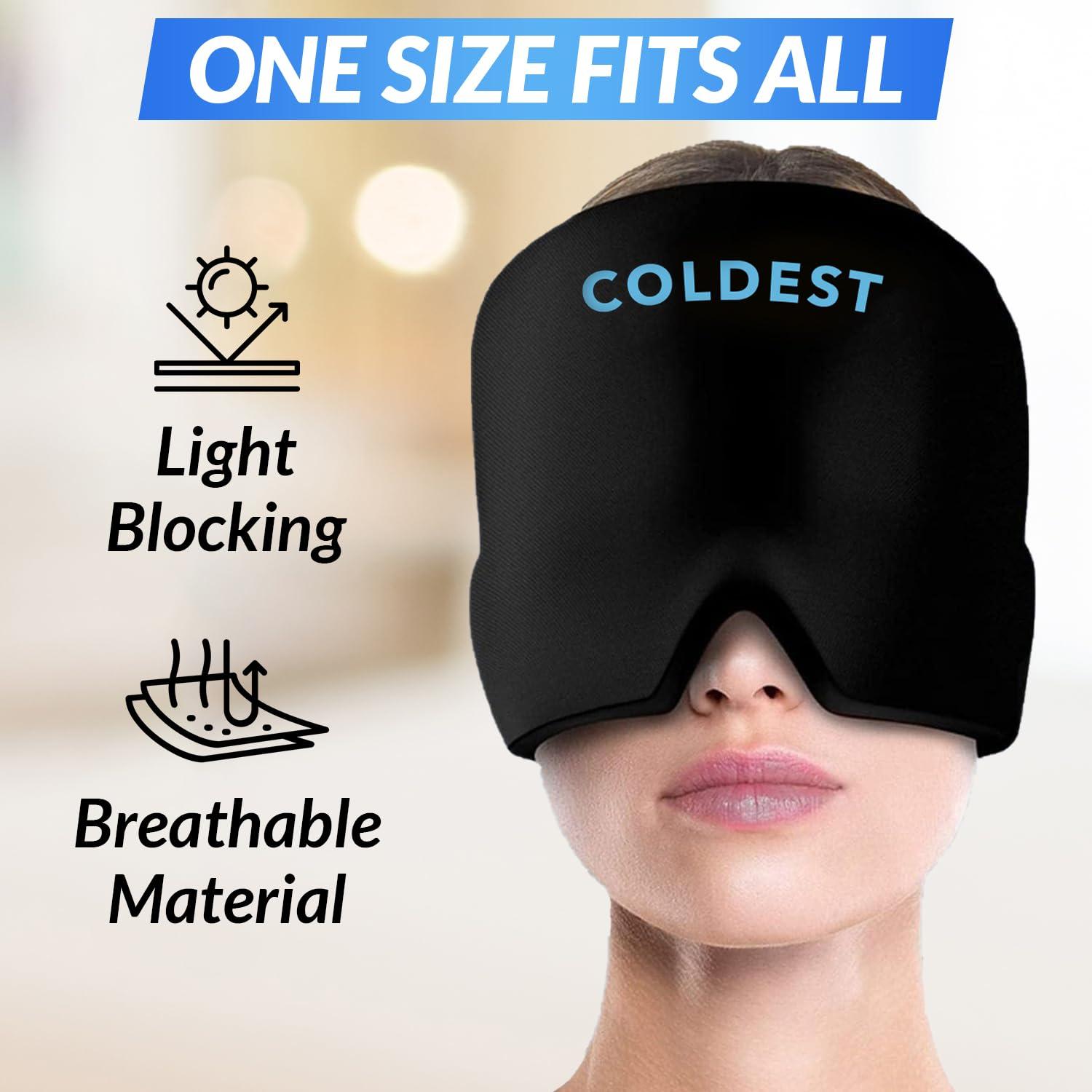 The Coldest Water Coldest Gel Ice Headache Migraine Face Relief Hat, Cold Therapy Migraine Relief Cap Migraine Ice Head Wrap Ice Pack Mask, Cold Compress Headache Relief Cap