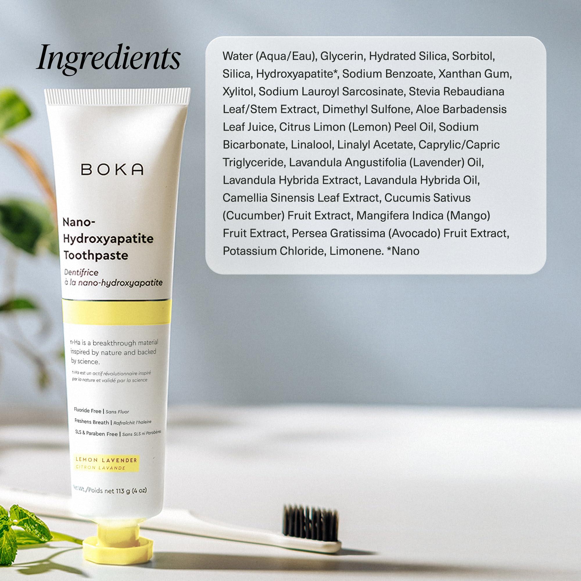 Boka Boka Fluoride Free Toothpaste Nano Hydroxyapatite, Helps Remineralize, Appropriate for Sensitive Teeth, Whitening - Lemon Lavender Flavor, 4oz 3Pk - US Manufactured