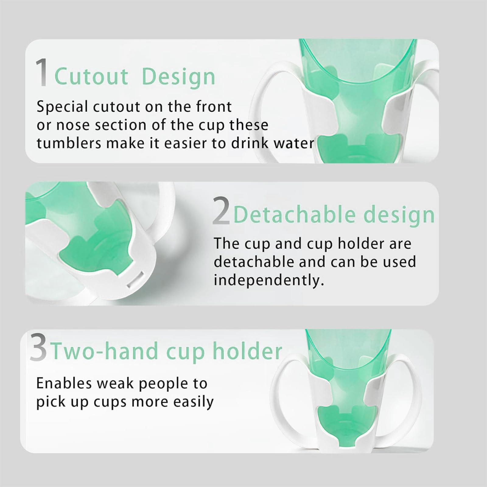 Clobeau Adult Nosey Cups Sippy Cups for Elderly 250ml Sippy Cup with 2 Handles No Spill Cups for Adults Dysphagia Cups for Disabled Patients Drinking Cup Handicap Cups Cut Out Nosey Cups Hospital Drink Cup