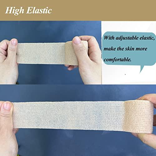 CIYAGPOOU Vet Wrap for Dogs,2 Inches 5 Yards 12 Pack Self Adhering Bandage Wrap Stretchy,Flexible Wound Cohesive Bandages(Brown)