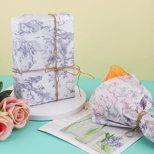 BOXOB 30 Sheets Tissue Paper, 20x14 Inches Gift Tissue Paper French Retro Print Wrapping Paper Elegant Decorative Tissue Paper for Birthday Weddings Baby Shower DIY Crafts (Purple)