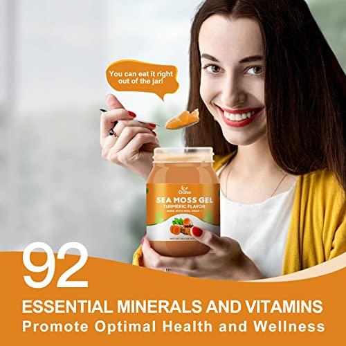 OALSE OALSE (18.5 OZ Irish Sea Moss Gel Turmeric Flavor - Organic Seamoss Gel with 92 Minerals and Vitamins - Non-GMO, Gluten-Free, Vegan - Immune Defense Thyroid Digestive Support