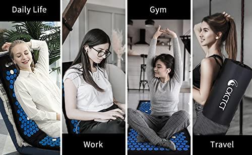 CXCTCT Extra Long Yoga Acupressure Mat Set,Massage Acupuncture Mat Large,Magnetic Mat Acupressure Body mat and Pillow for Neck Back Pain Relief(Blue)