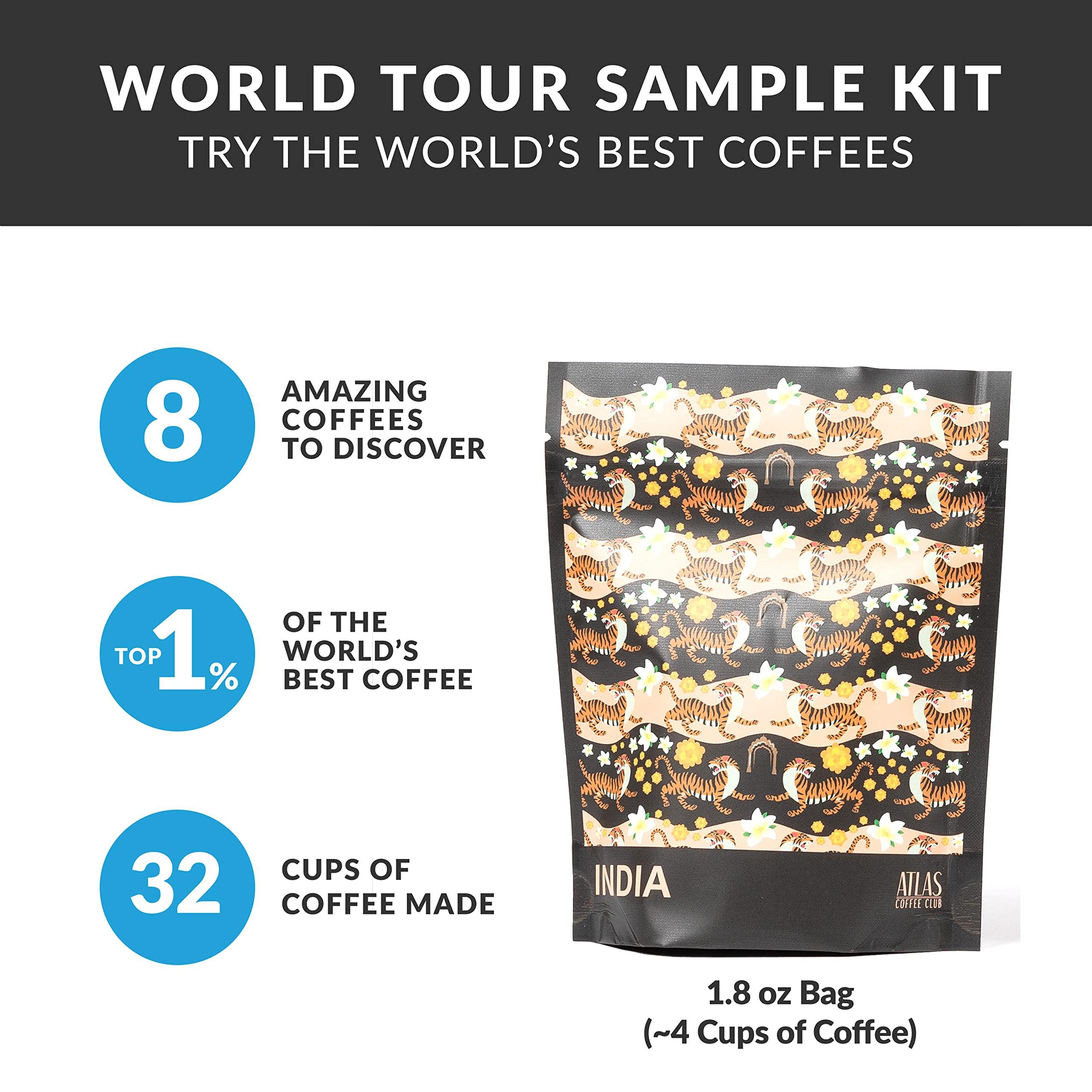 Atlas Coffee Club Atlas Coffee Club World of Coffee Discovery Set - Gourmet Coffee Gift Sampler - 8-Pack Variety Box of the Worlds Best Single Origin Coffees - Whole Bean