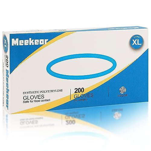 Meekear Meekear Food Prep Disposable Gloves, TPE Clear Latex-Free Food Safe Cleaning Gloves, BPA Free, Powder Free, Oil Tight (200, X-Large)