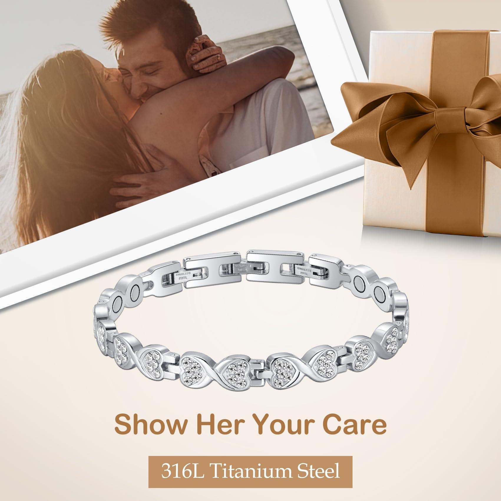 Feraco Feraco Ultra Strength Magnetic Bracelets for Women with 3800 Gauss Magnets, Stainless Steel Magnet Bracelet, Adjustable with Sizing Tool