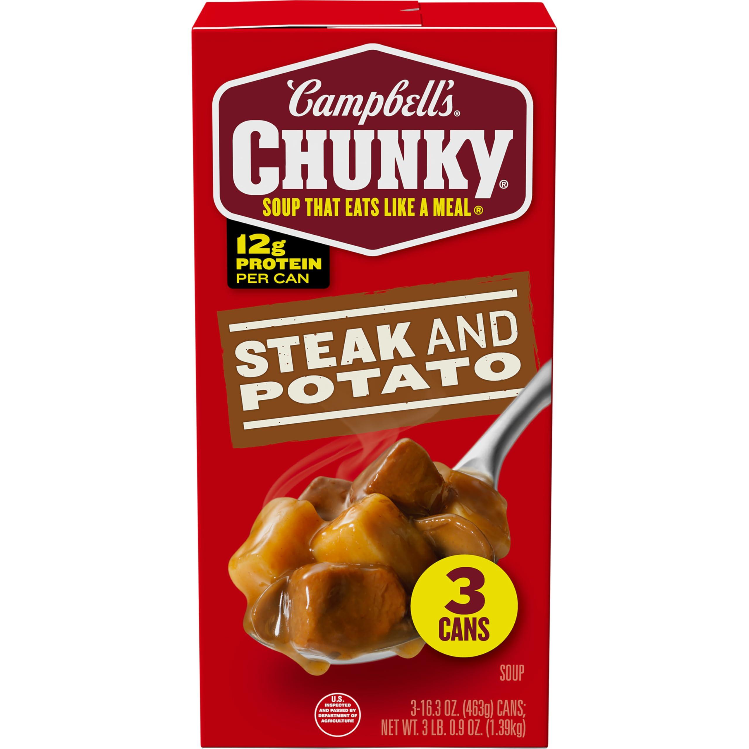 Campbell\'s Campbells Chunky Soup, Steak and Potato Soup, 16.3 oz Can (Pack of 3)