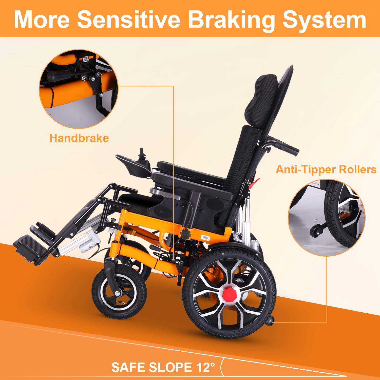 LKATOR Lightweight Electric Wheelchairs for Adults,Reclining Electric Wheelchair,20 Miles All Terrain Power Wheelchair,Foldable Intelligent Motorized Wheelchair for Seniors,Remote Control Mobility Aids