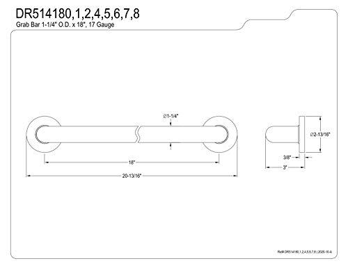 Kingston Brass Kingston Brass DR514186 Meridian 18-Inch Decorative ADA Grab Bar, Polished Nickel